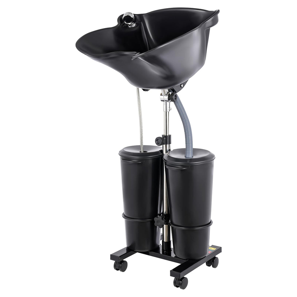 Portable Shampoo Bowl with Electric Pump, 2 Buckets, Adjustable Height T96721
