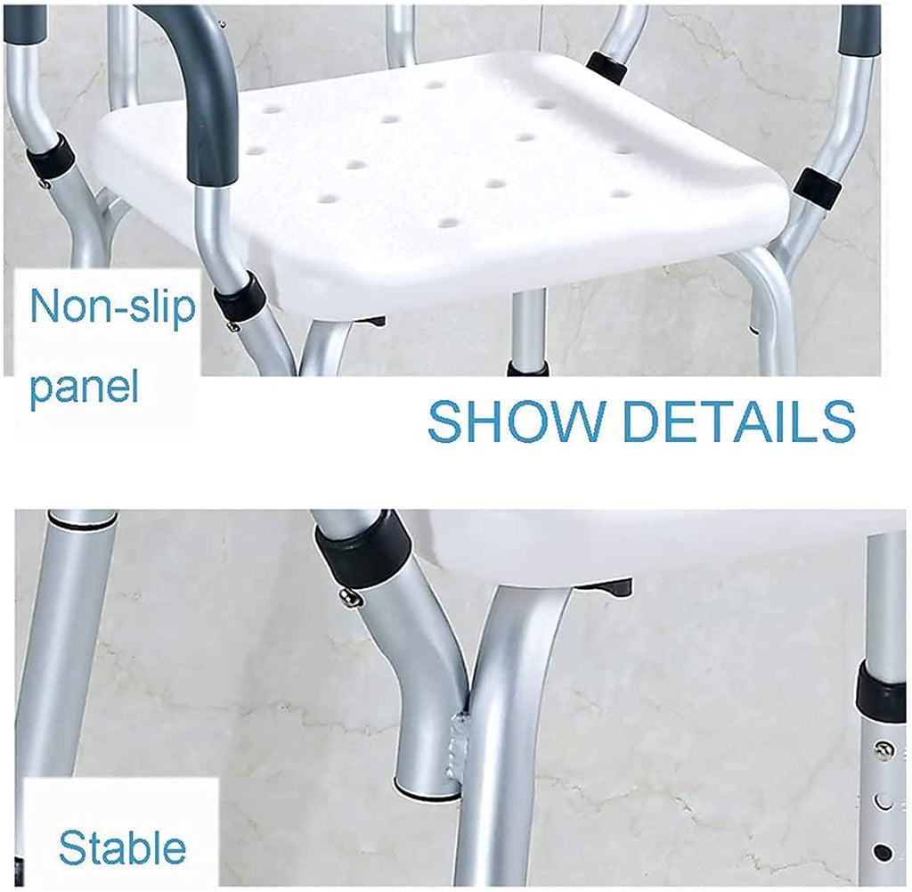 Padded Seat Transfer Bench, Bath Stools, Shower Chair with Arms and Back I409523