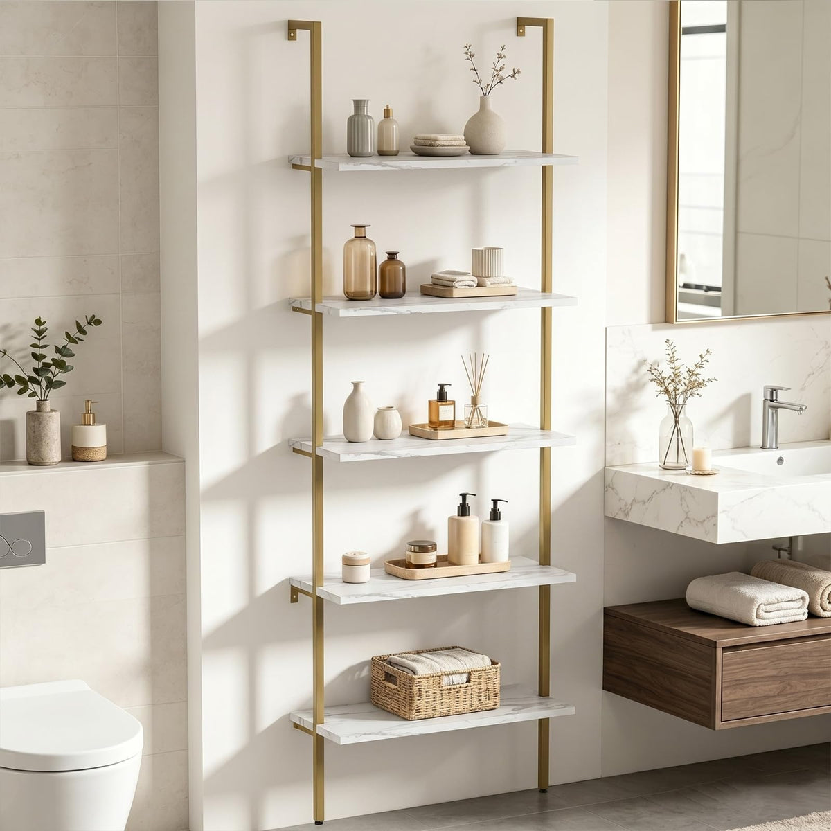 White 5-Tier Ladder Bookshelf G56201