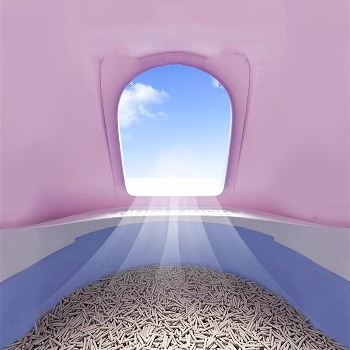 Covered Top Entry Cat Litter Box with Scoop U68226