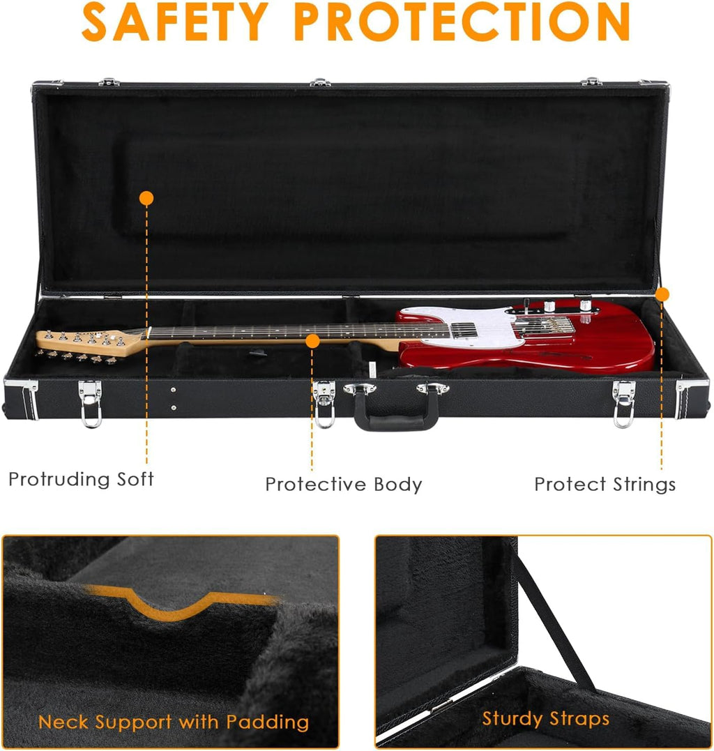39-Inch Electric Guitar Hard Case with Thickened Padding, Black K664