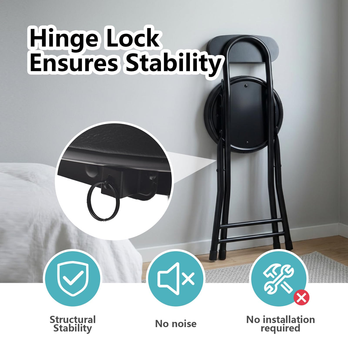 Cushioned Black Folding Stool M45443