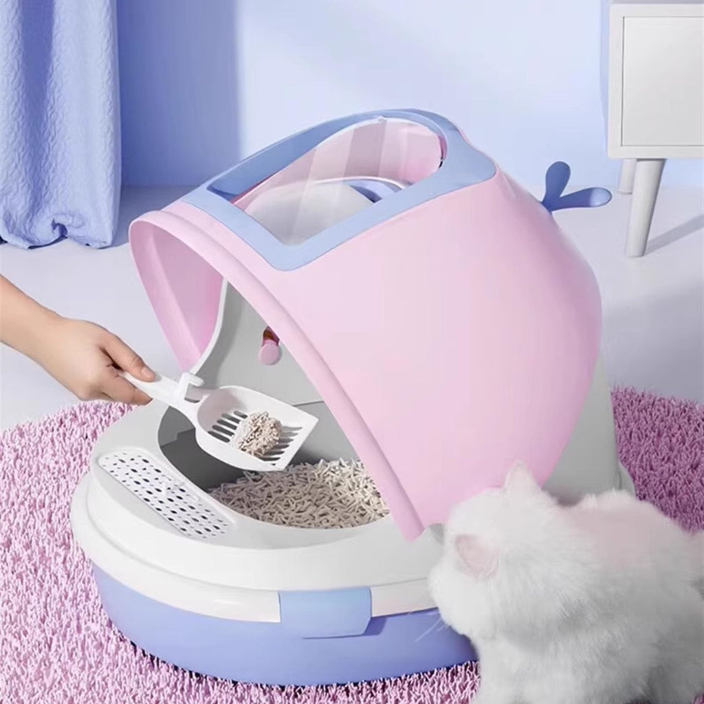 Covered Top Entry Cat Litter Box with Scoop U68226