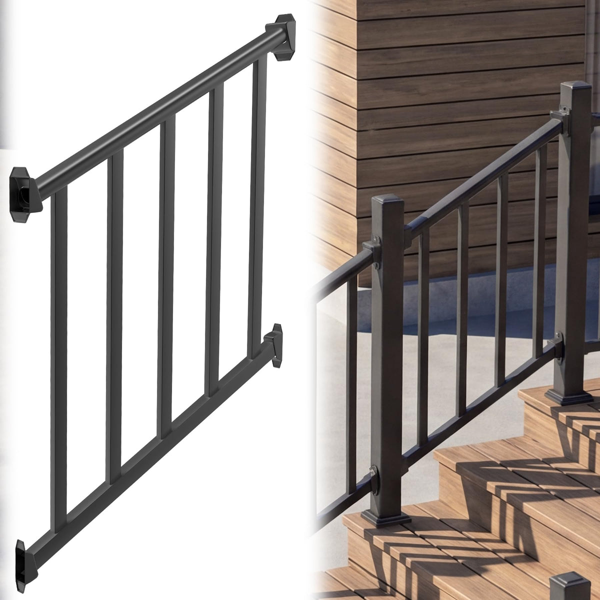 Black 3 Ft W Deck Railing Kit with Screws I322
