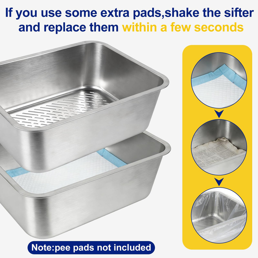 Stainless Steel Sifting Litter Box with Sifter F330723
