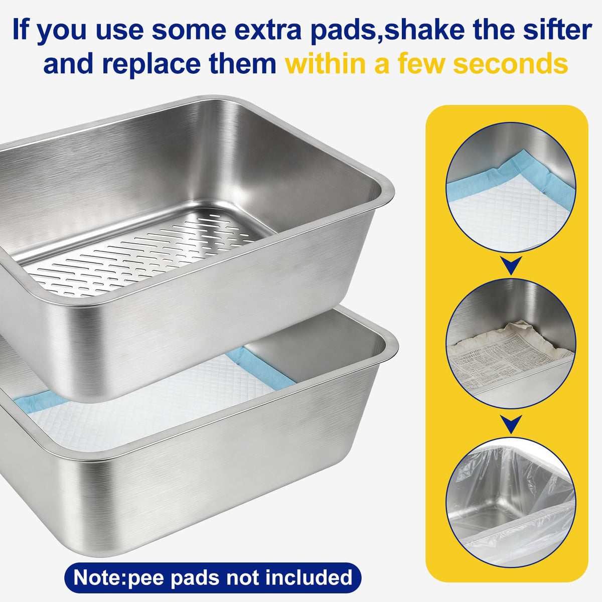Stainless Steel Sifting Litter Box with Sifter F330723