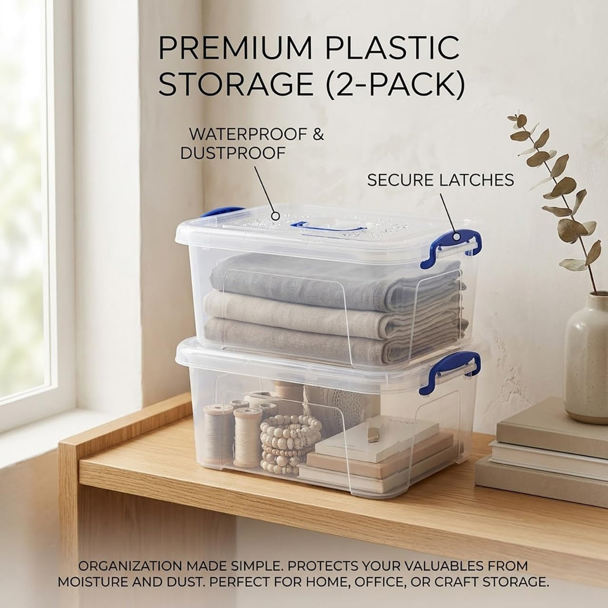 Clear 9 Quart Storage Bins with Lids 2 Pack E780