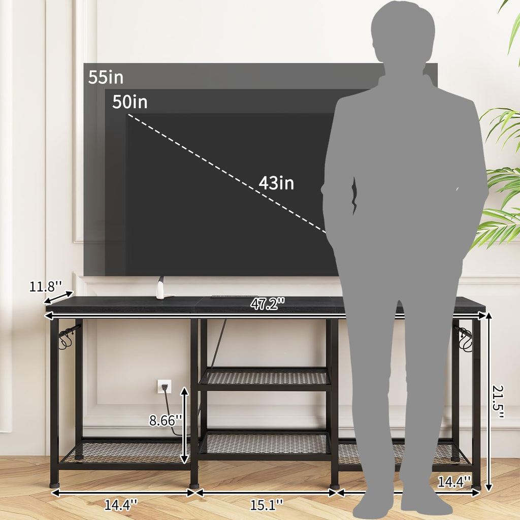 Black TV Stand with Outlets Q1612
