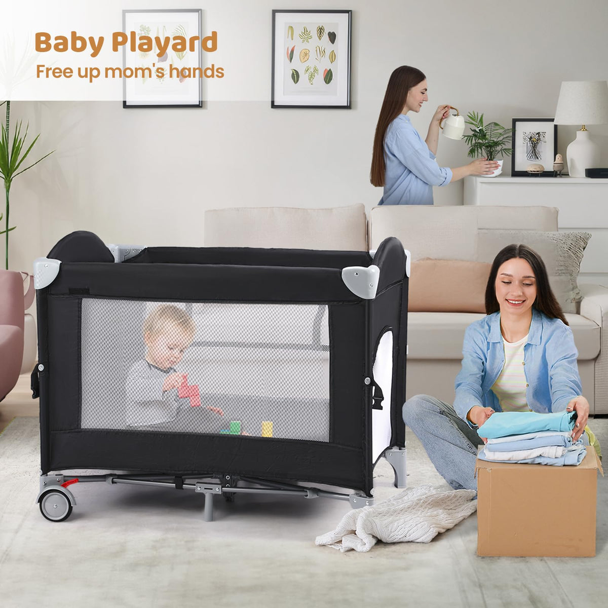 5-in-1 Pack and Play with Bassinet and Changing Table Z759