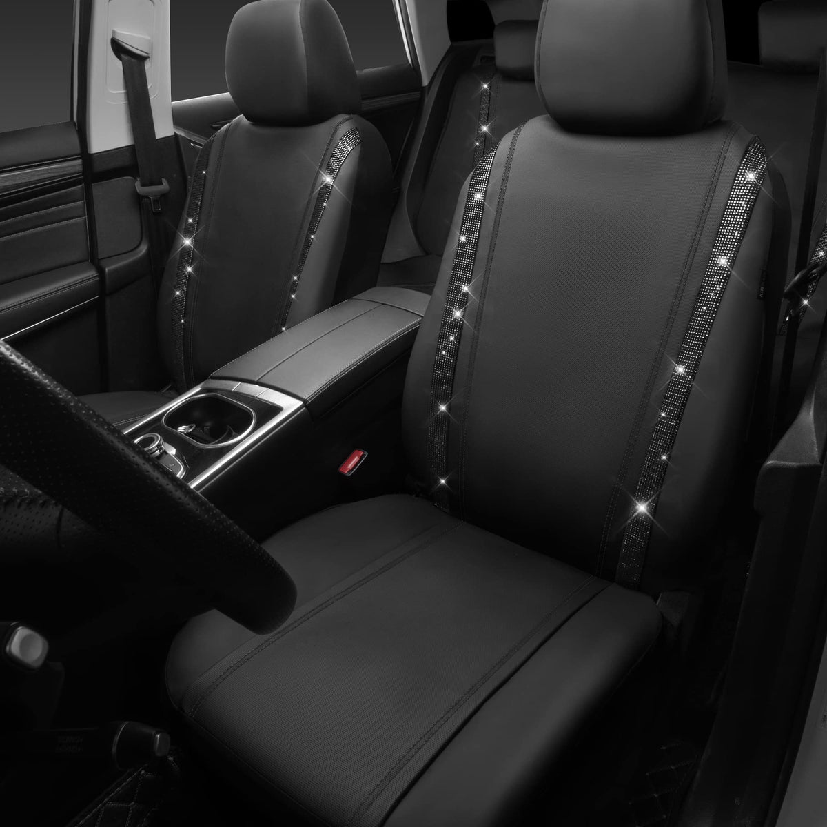 Leather Bling Diamond Car Seat Covers Full Set T8016