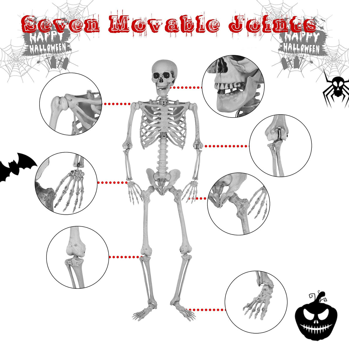 5.4ft Full Body Skeleton with Movable Joints M25782