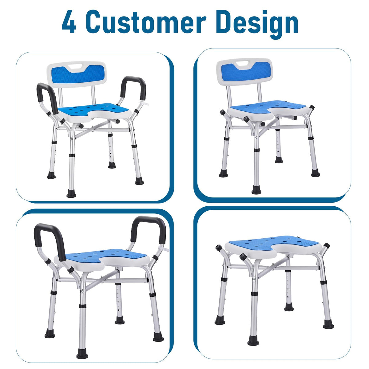 Shower Chair with Arms and Back, U-Shaped Seat P45139