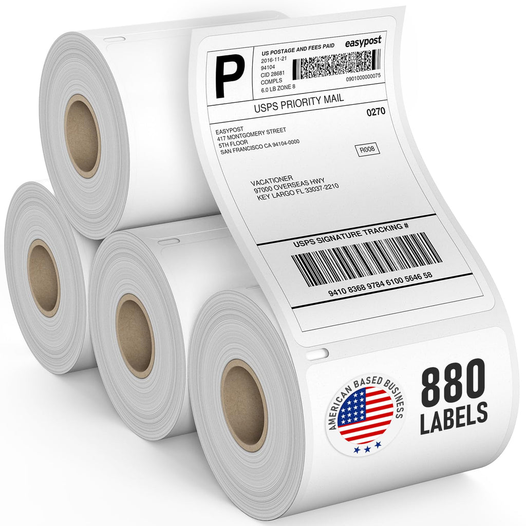 Thermal Shipping Labels 4x6, Water Resistant, Strong Adhesive, 220 per Roll V796