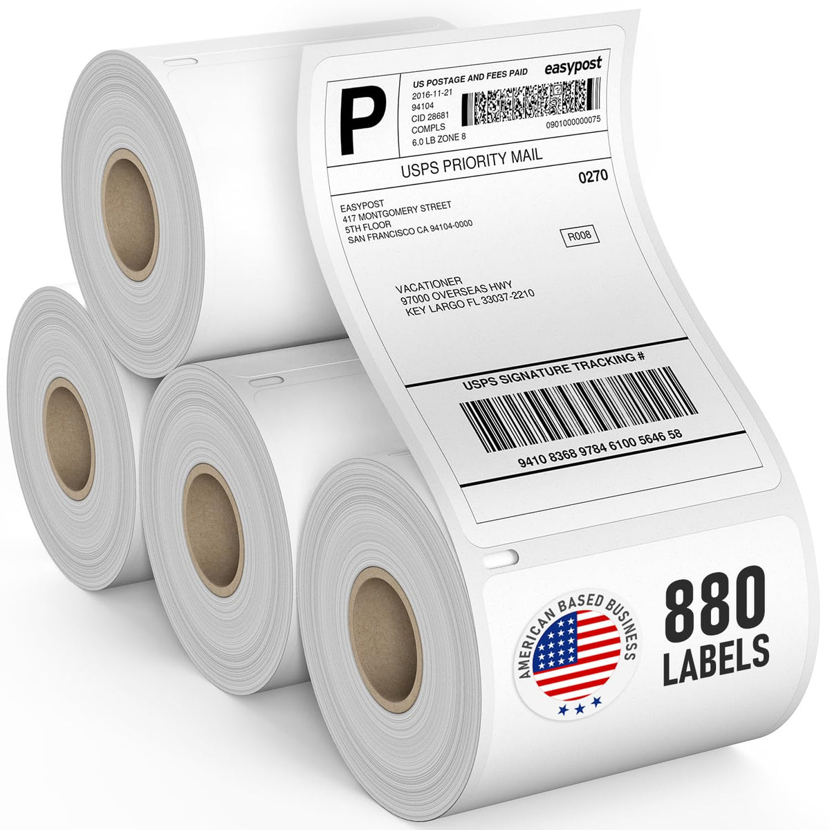 Thermal Shipping Labels 4x6, Water Resistant, Strong Adhesive, 220 per Roll V796
