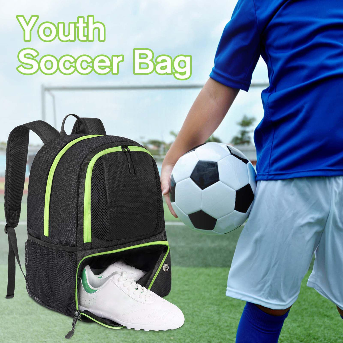 Soccer Backpack with Ball Holder and Shoe Compartment F499
