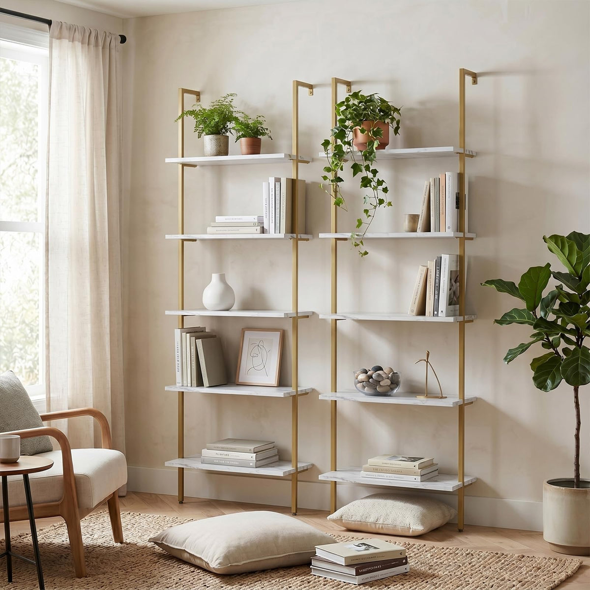 White 5-Tier Ladder Bookshelf G56201