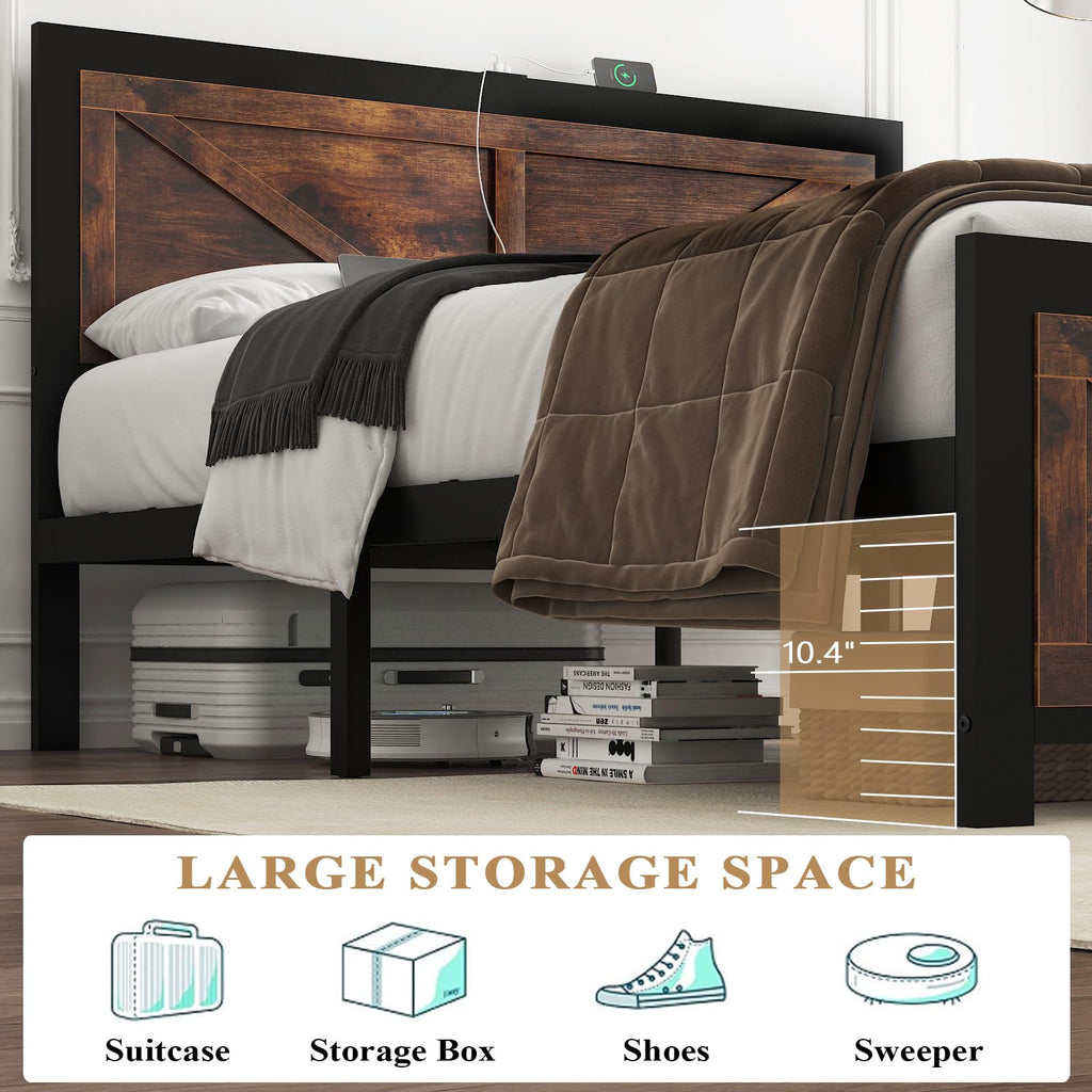 King Size Led Bed Frame with USB Charging Station I6800