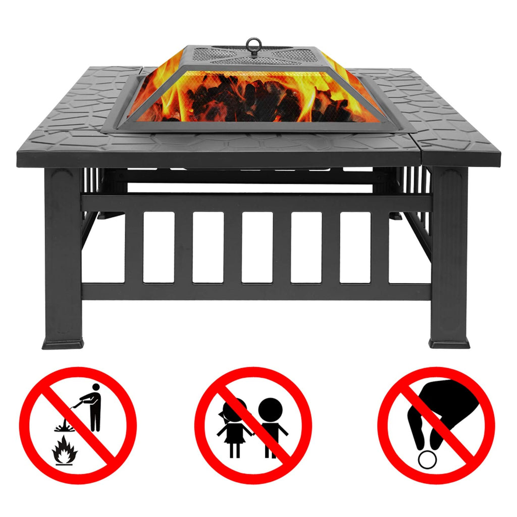 32-inch Metal Outdoor Fire Pit with Fireplace Screen L654687
