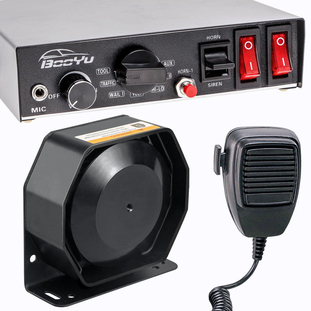 12V 200W 9Tone Slim Speaker Horn Alarm PA System Emergency Siren X993657