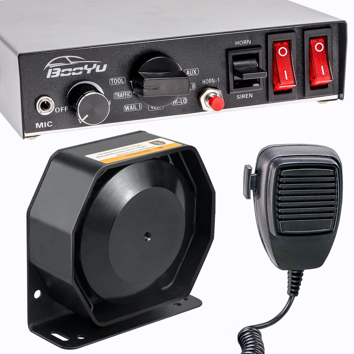 12V 200W 9Tone Slim Speaker Horn Alarm PA System Emergency Siren X993657