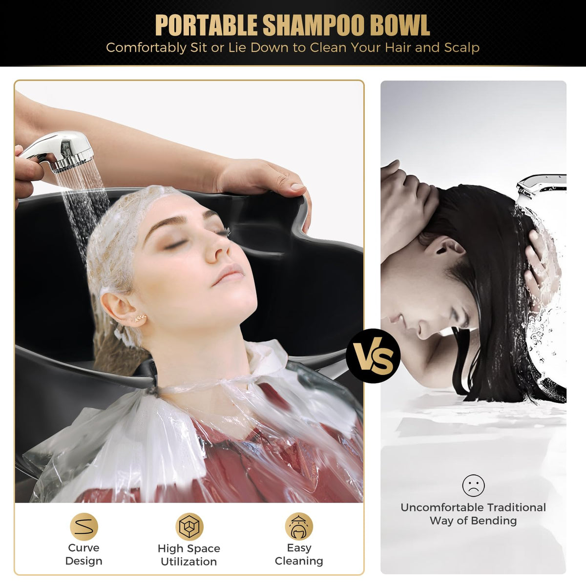 Portable Shampoo Bowl with Electric Pump, 2 Buckets, Adjustable Height T96721