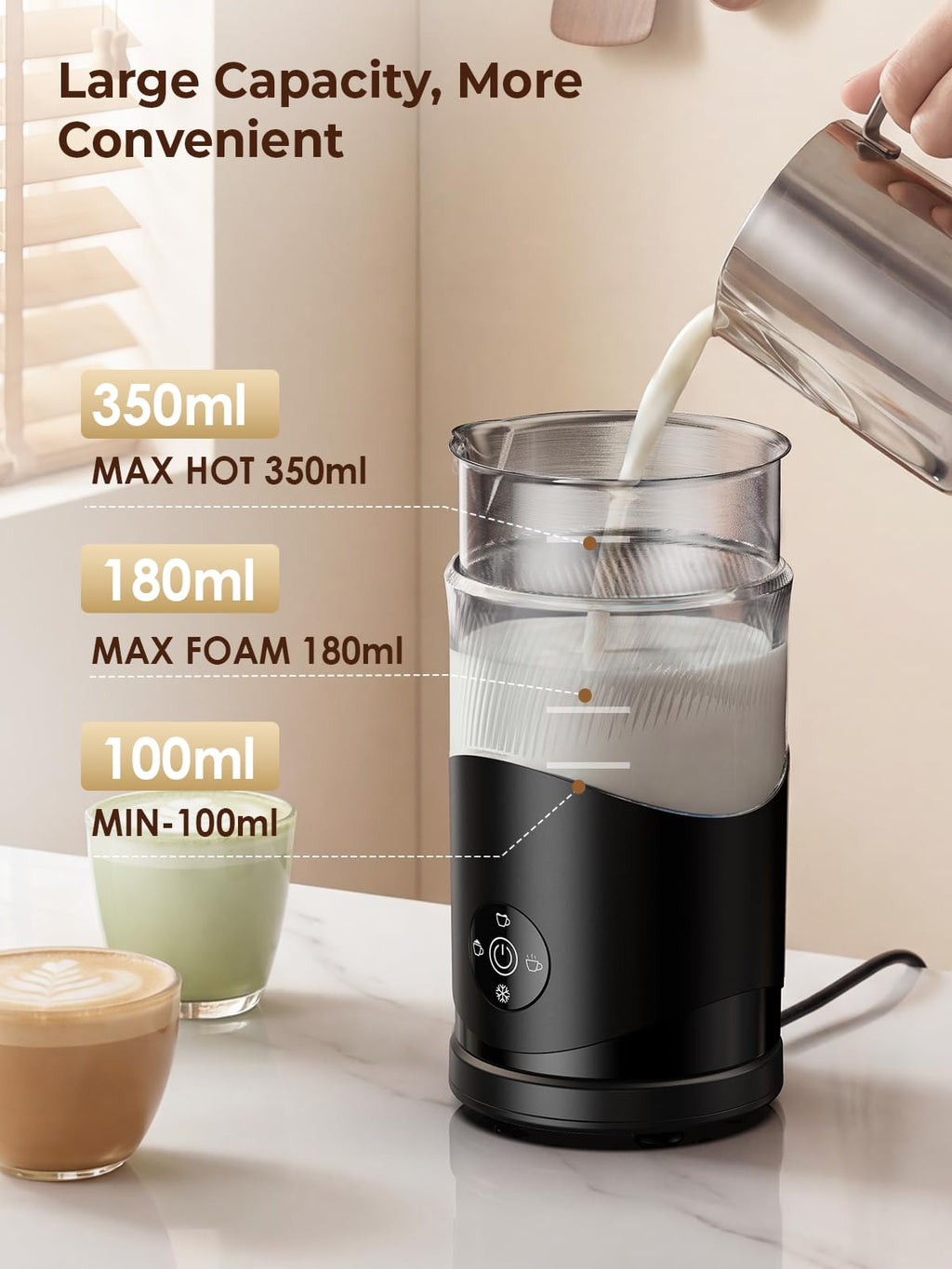 350ml Electric Milk Frother 4-in-1 Hot & Cold Y59949