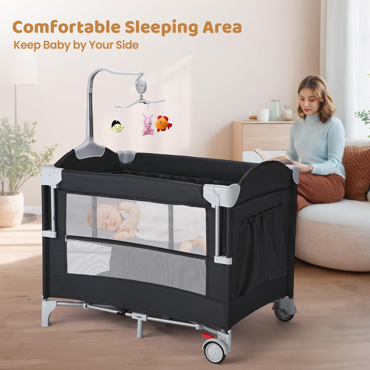 5-in-1 Pack and Play with Bassinet and Changing Table Z759