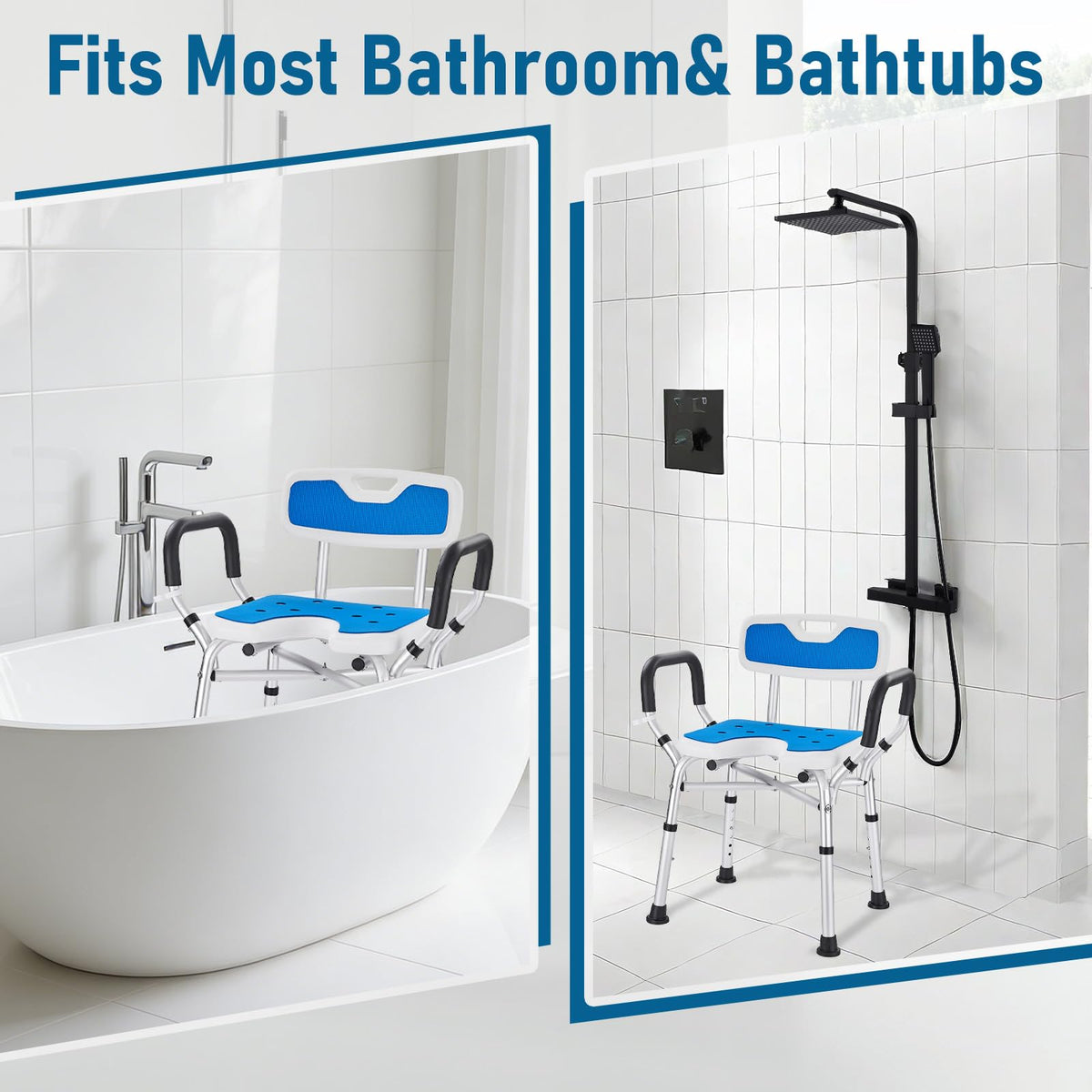 Shower Chair with Arms and Back, U-Shaped Seat P45139