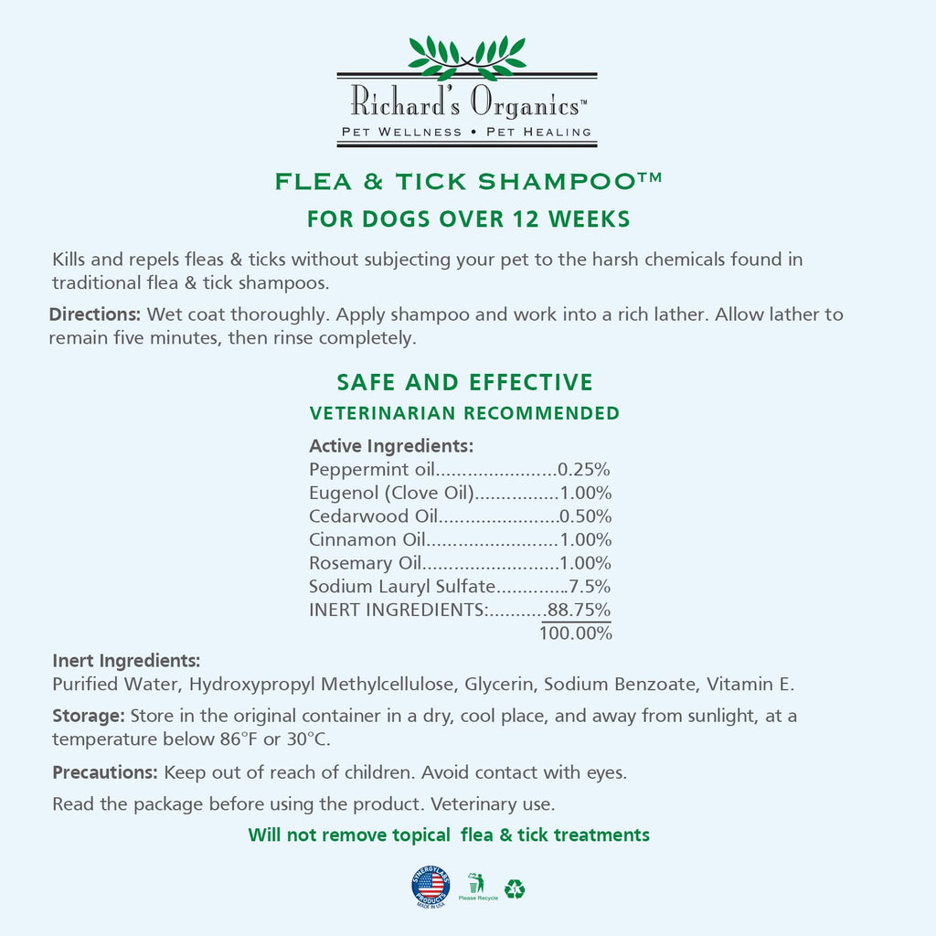 All-Natural Flea and Tick Shampoo for Dogs 12oz X988