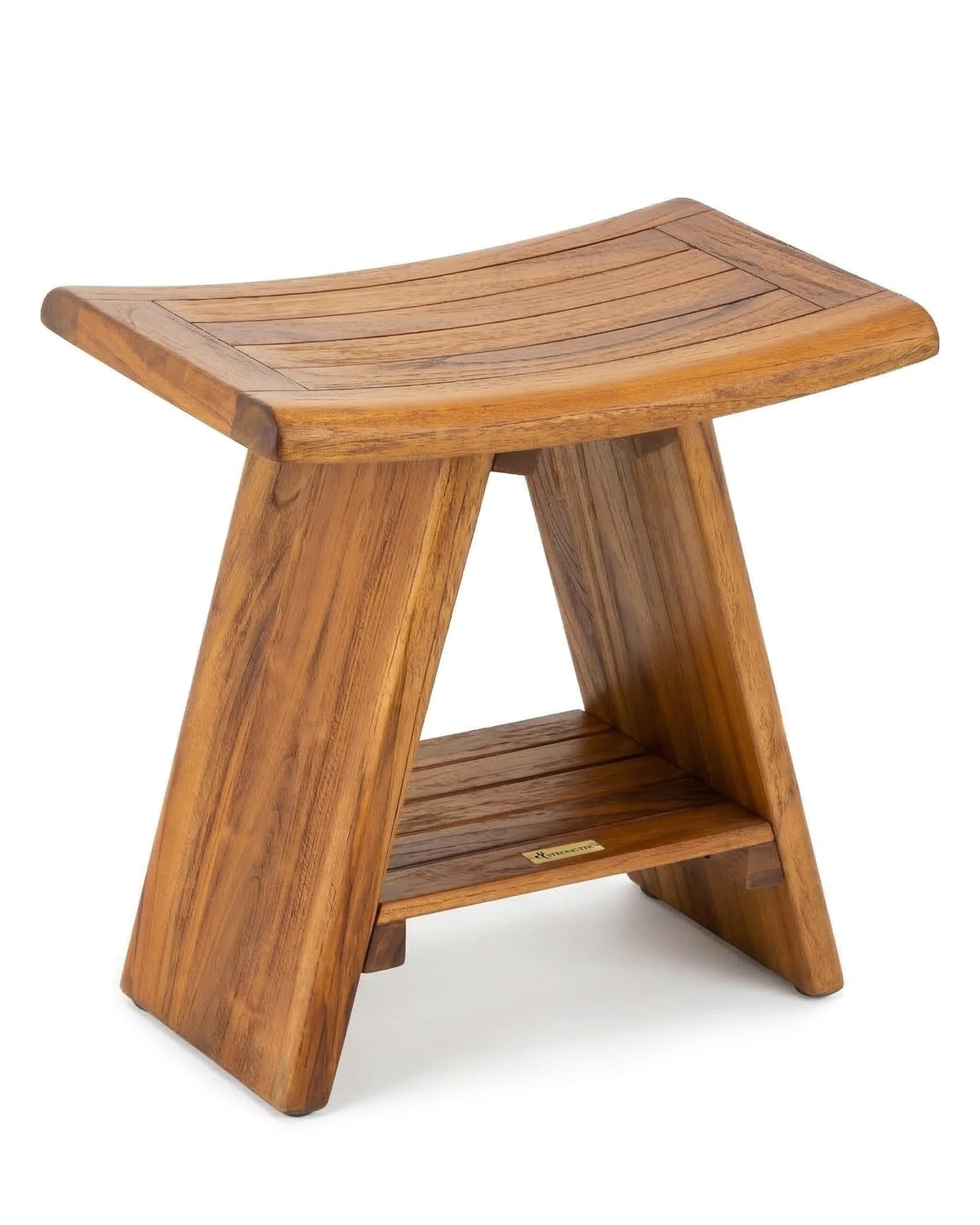 Teak Shower Stool with Shelf, 18 in, 400 lb Capacity N1852