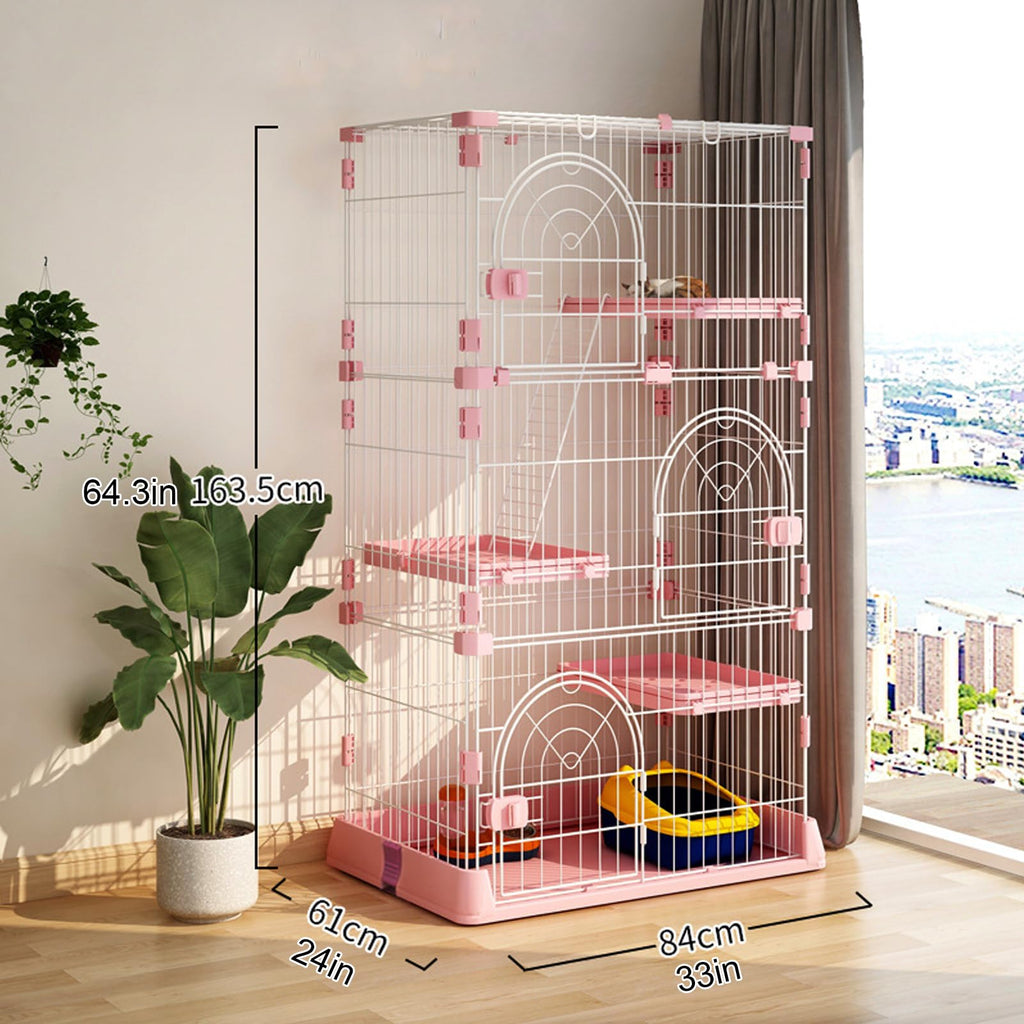Pink Cat Cage with 3 Platforms and Ramp Z431536