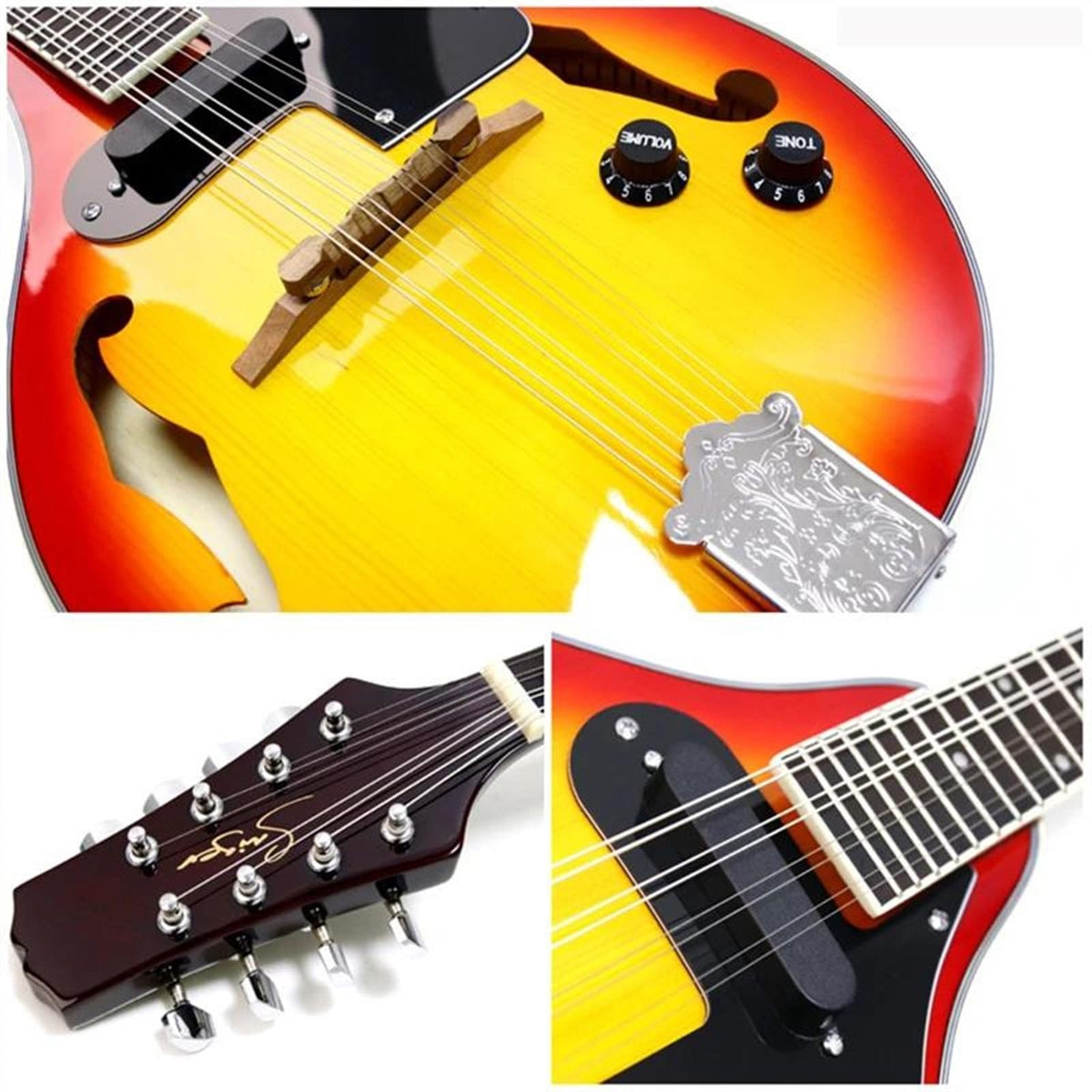 8 Strings Sunburst Mandolin Instrument S3829