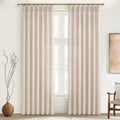 Light Filtering Semi Sheer Linen Curtains 96 Inches 2 Panels Set P26745