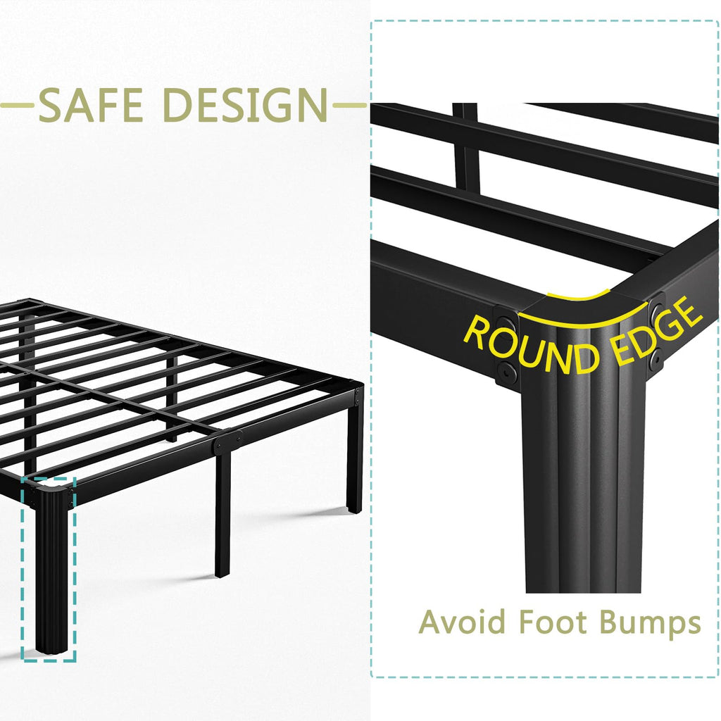 18 Inch High Queen Size Metal Platform Bed Frame Black C823104