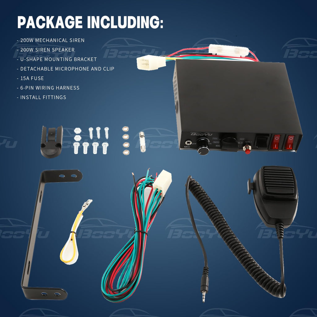 12V 200W 9Tone Slim Speaker Horn Alarm PA System Emergency Siren X993657