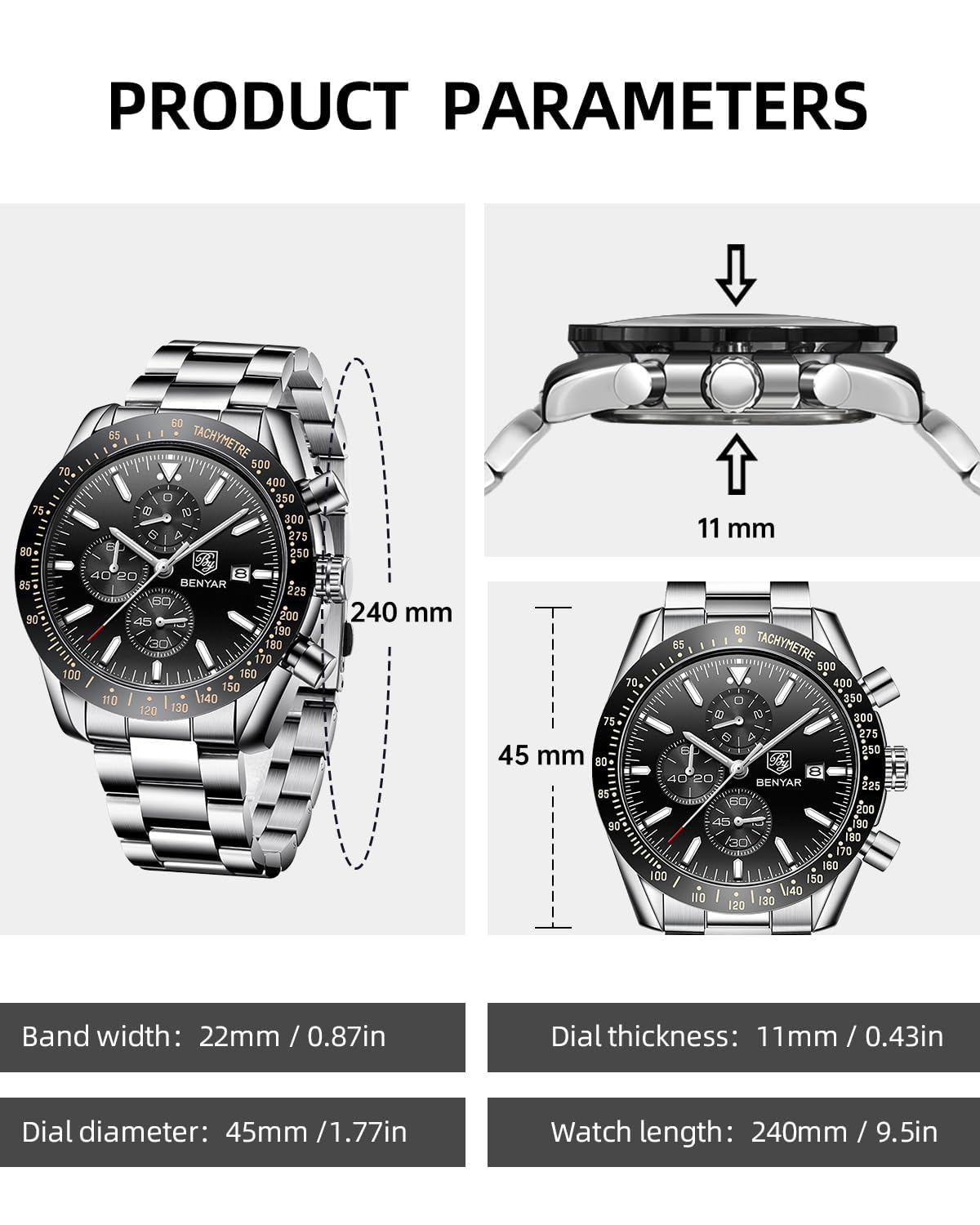 Analog Quartz Chronograph Waterproof Luminous Silicone Strap Watch M550967