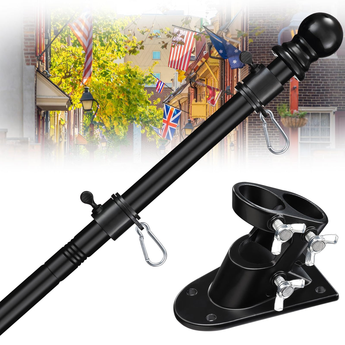 5ft Stainless Steel Flag Pole Kit with Bracket P17933
