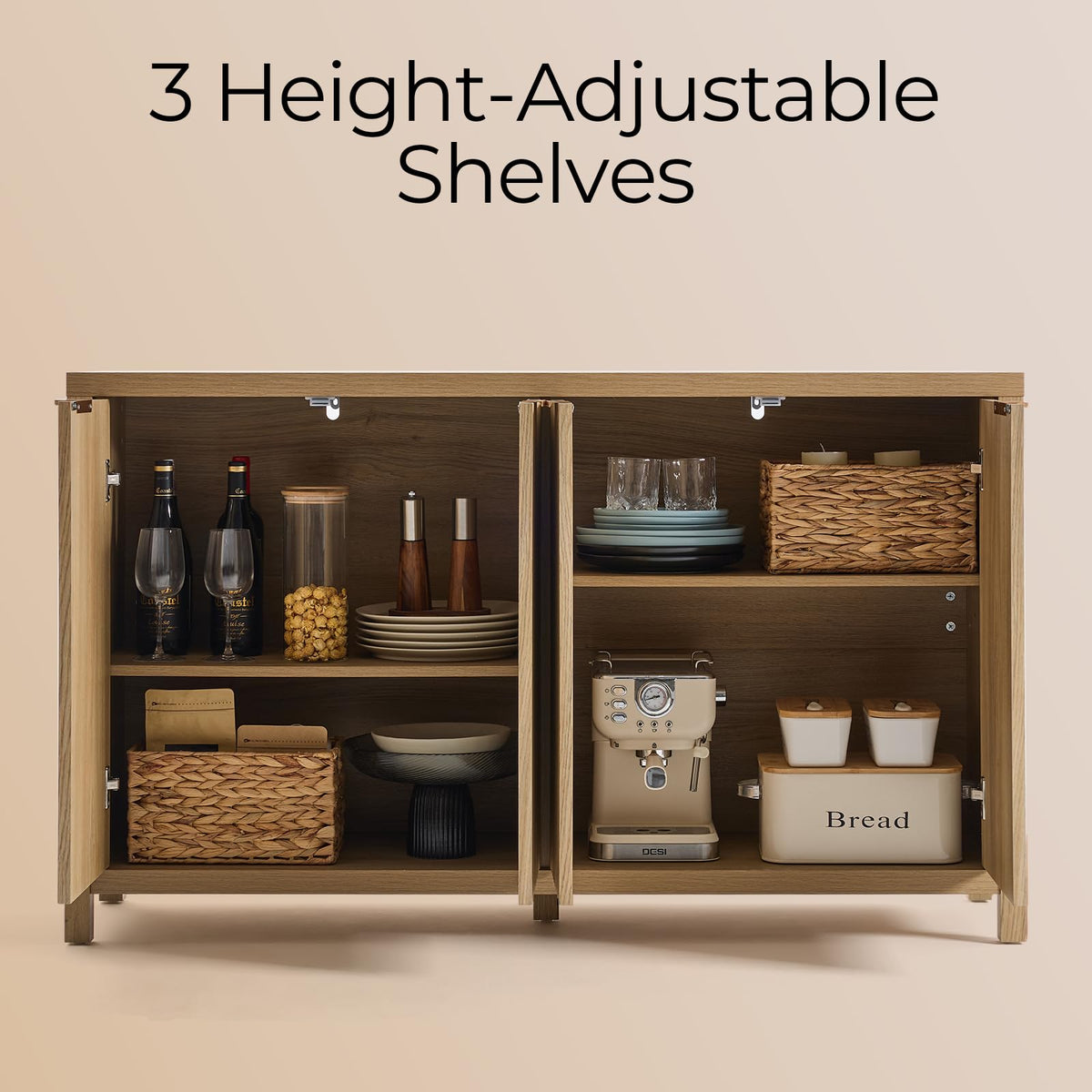 56" Golden Oak Buffet Cabinet P60091
