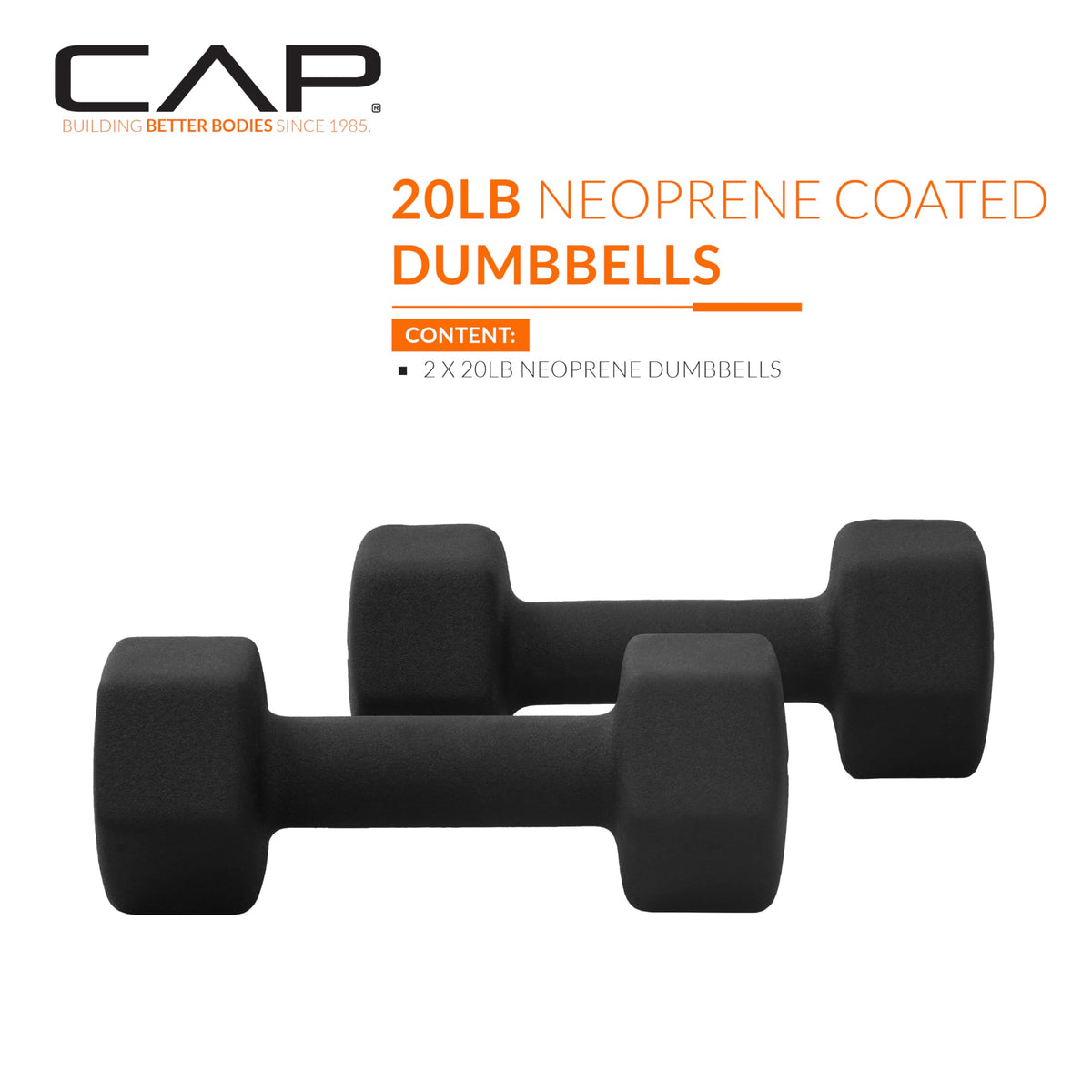 Black 20 lb Neoprene Dumbbell Pair T831