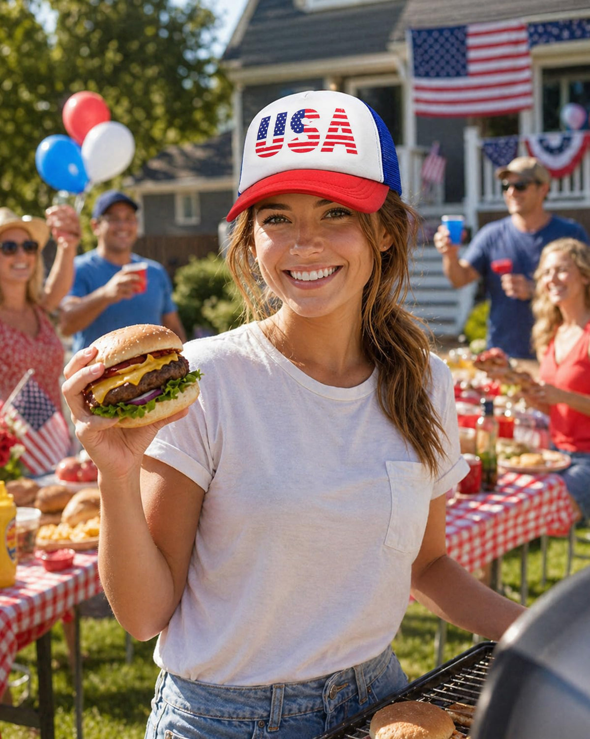 American Flag Trucker Hat N41248