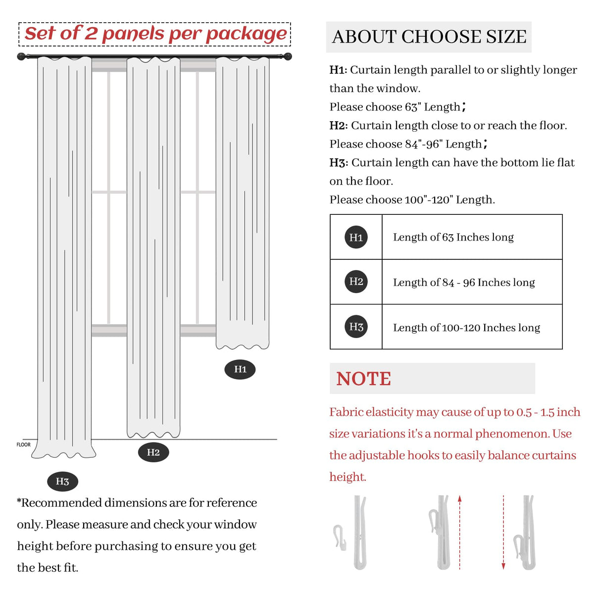 Light Filtering Semi Sheer Linen Curtains 96 Inches 2 Panels Set P26745