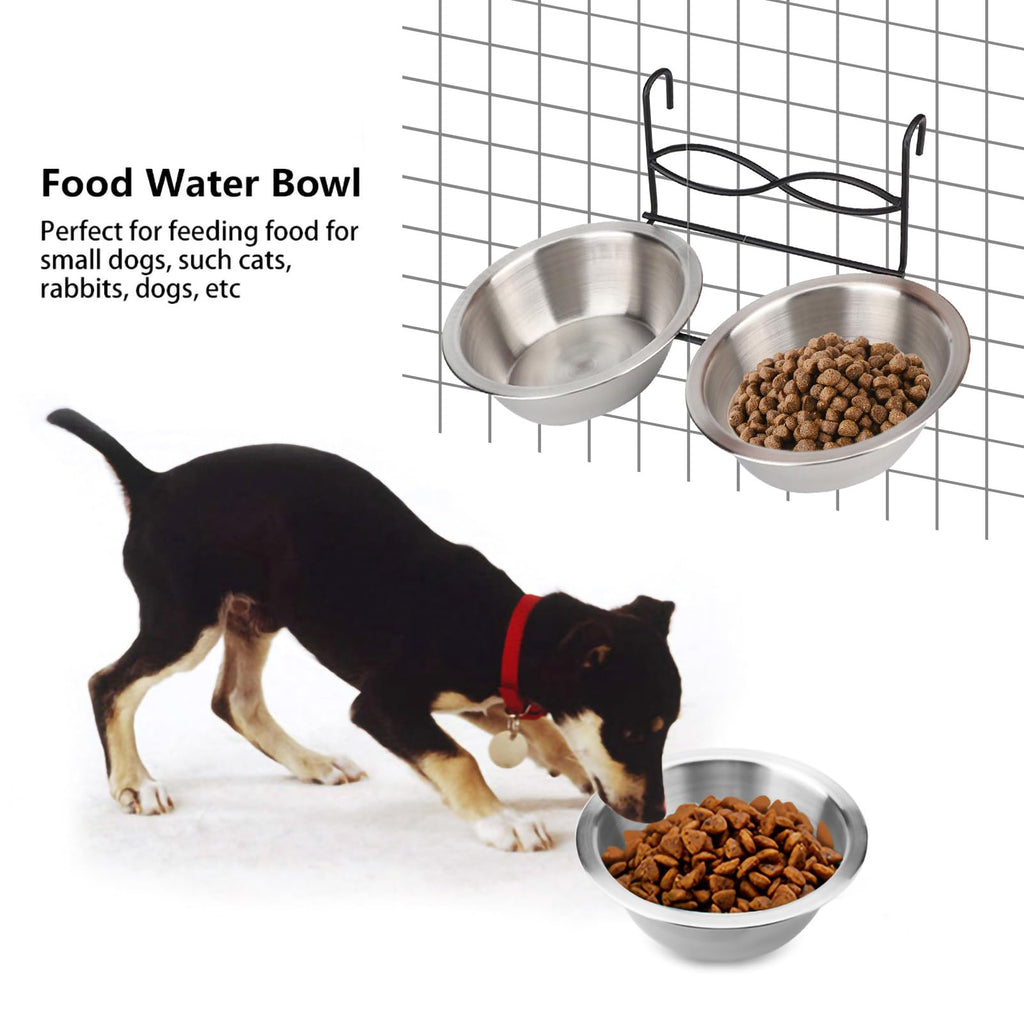 Stainless Steel Hanging Pet Bowls, 2 Bowls 1 Hook X706