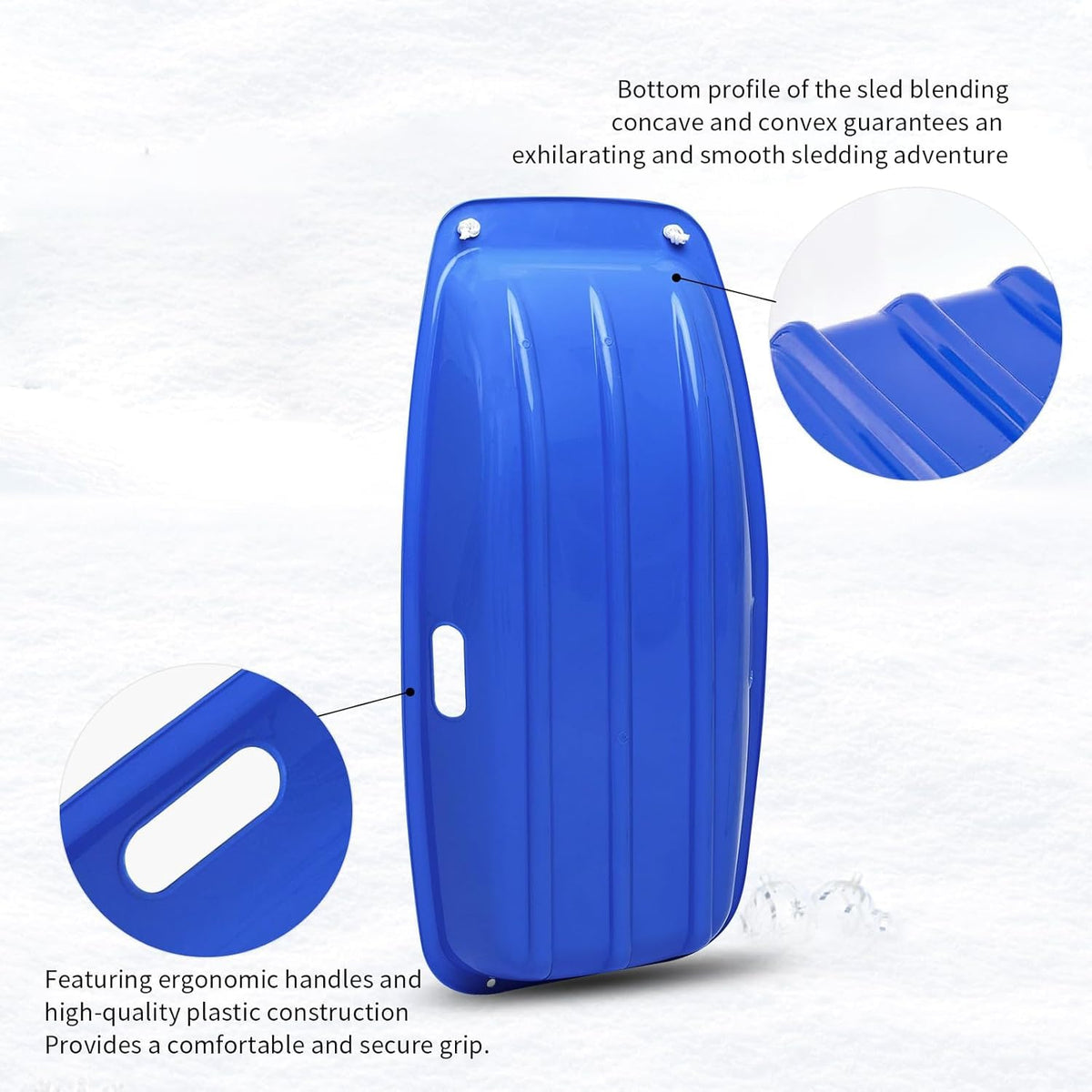35 Inch 2-Person Plastic Snow Sled with Pull Rope E784789