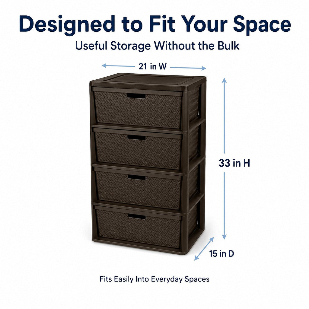 4 Drawer Brown Plastic Storage Tower L307