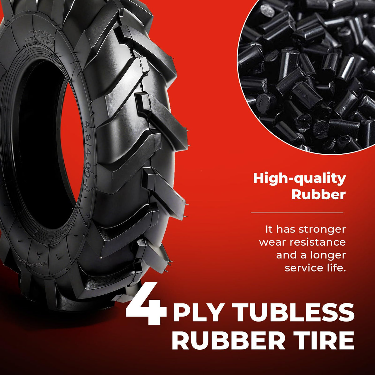 4.80x4.00x8 Lawn & Garden Mower Tires, Set of 2, 4 Ply Tubeless S892955