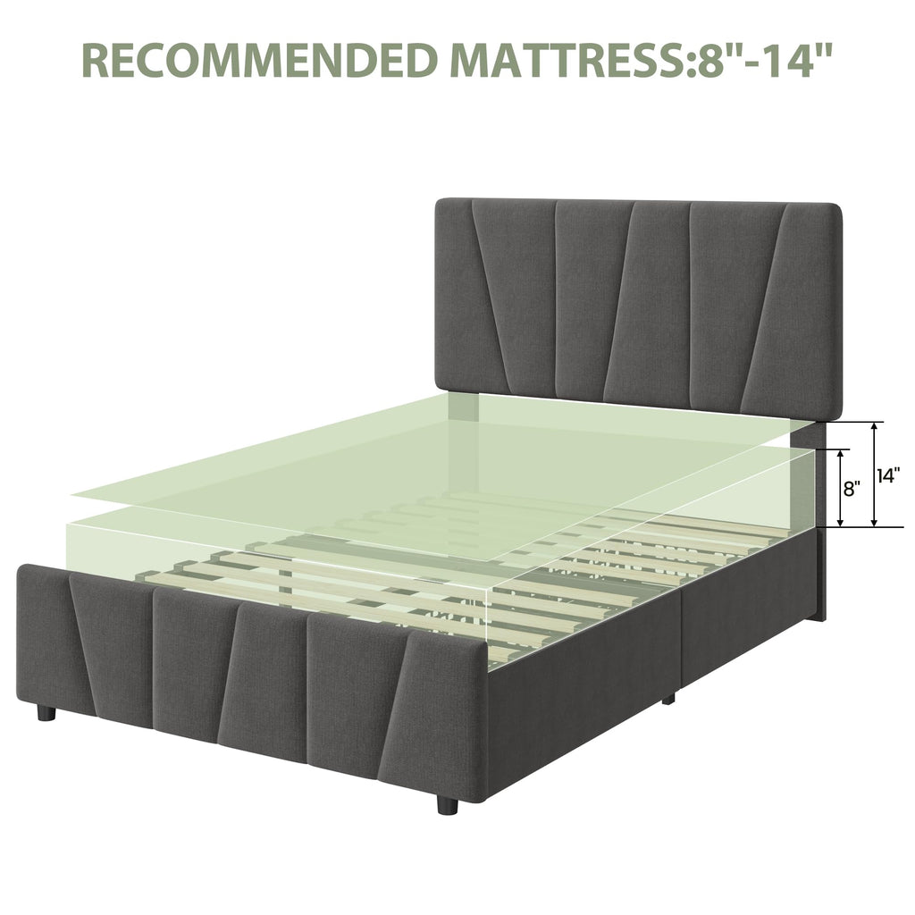 Twin Size Upholstered Bed Frame with 2 Storage Drawers A733490