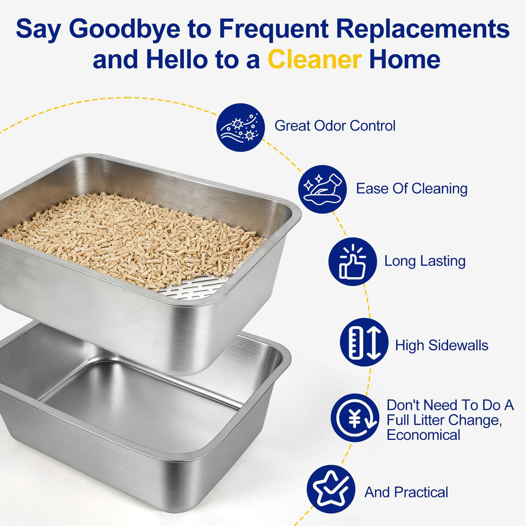 Stainless Steel Sifting Litter Box with Sifter F330723