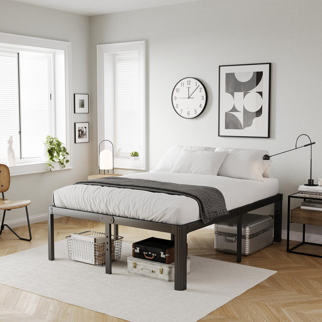 18 Inch High Queen Size Metal Platform Bed Frame Black C823104