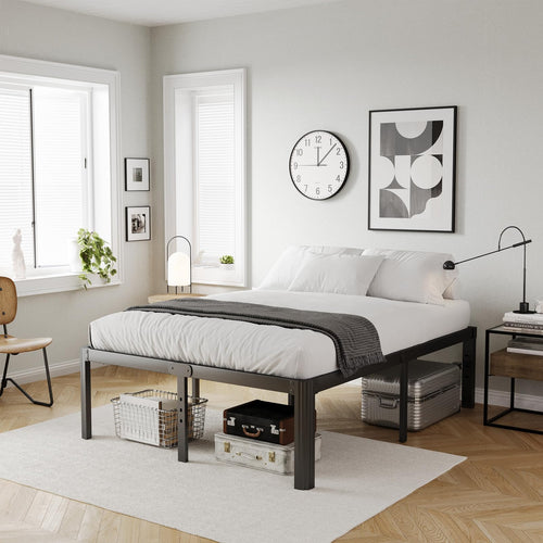 18 Inch High Queen Size Metal Platform Bed Frame Black C823104