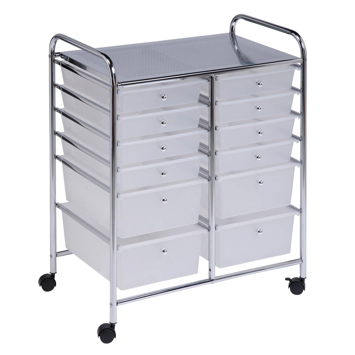 Rolling Craft Storage Cart, Clear, 12-Drawer I9344